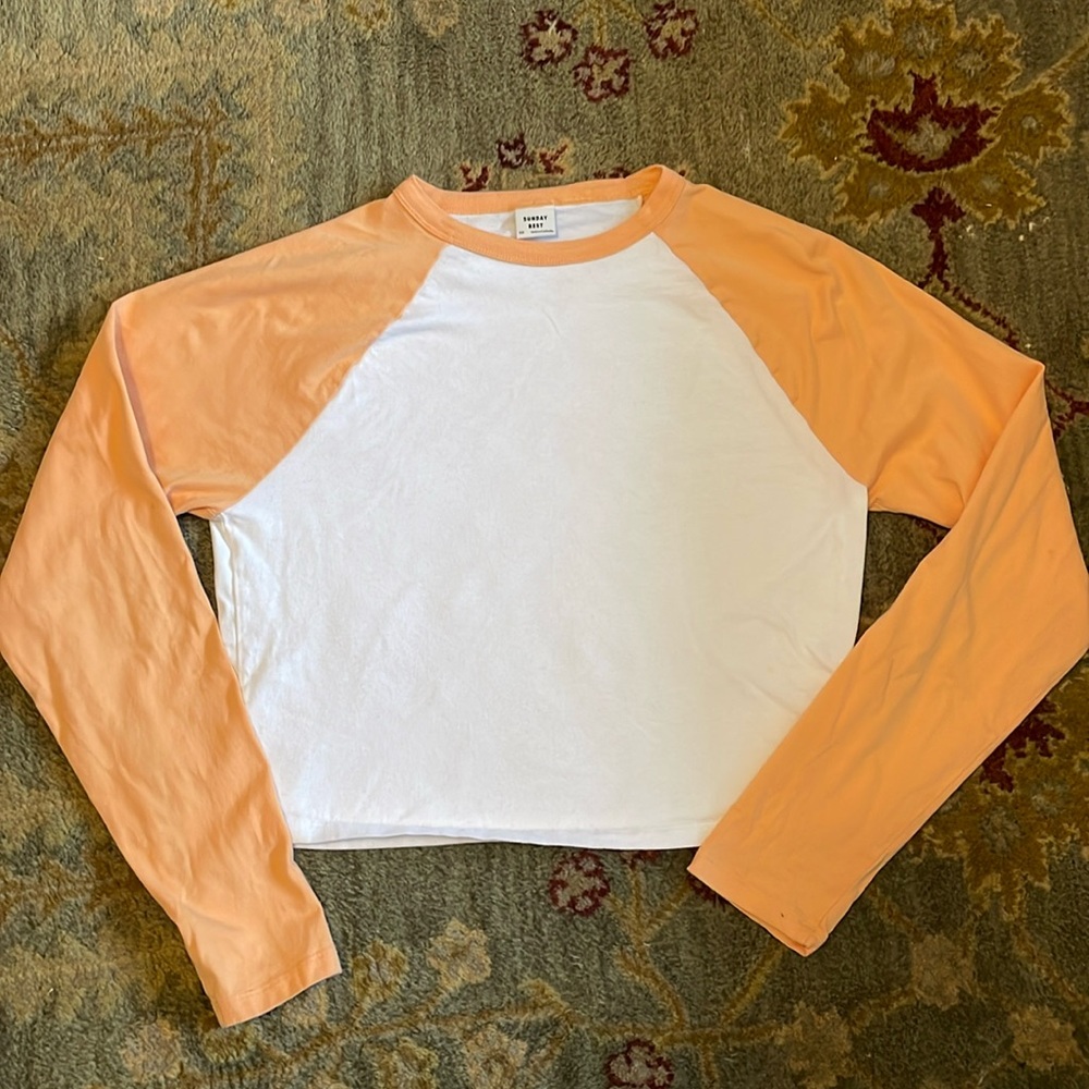 Sunday Best (Aritzia) light orange baseball tee, XS